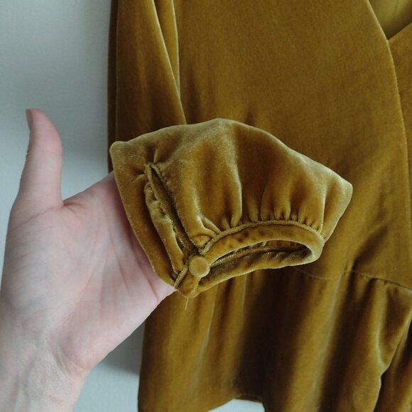 J.Crew Faux Wrap Velvet Blouse 8 Dijon Yellow Long Sleeve Top - Picture 6 of 11